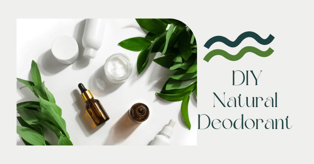 DIY Natural deodorant bottles with green leaves