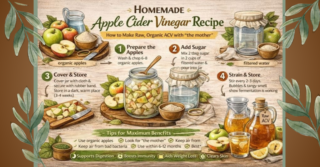 Apple cider vinegar recipe infographic.