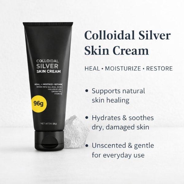 Unscented colloidal silver skin cream for healing and moisturizing dry, sensitive skin