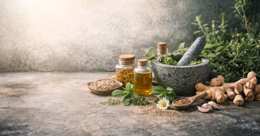 Natural remedies and herbal ingredients used for holistic health and natural healing