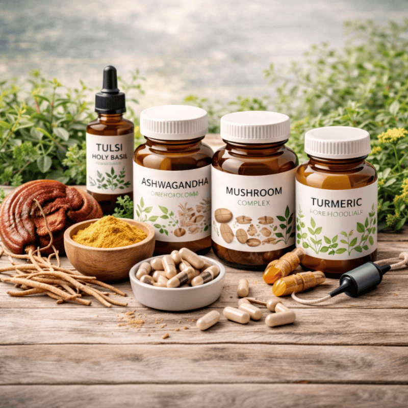 Wellness Resources | Natural Health Products & Healing Tools 17 Adaptogenic herbs supplements including ashwagandha, rhodiola, mushroom complex, and herbal capsules for stress support