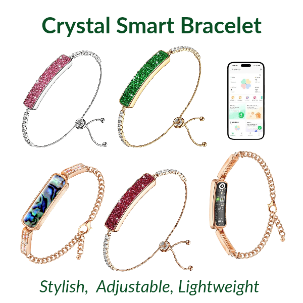 Crystal smart bracelet tracking heart rate, sleep, and sports activity