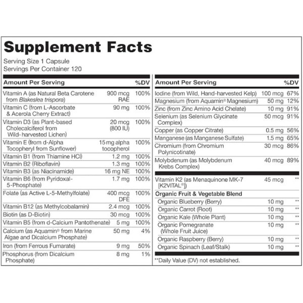 Image of natural vitamins example of a lable showing the contents of ingredients.