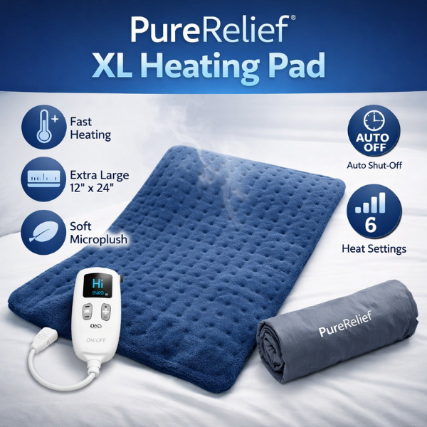 PureRelief XL Heating Pad for natural relief of back, neck, and muscle pain