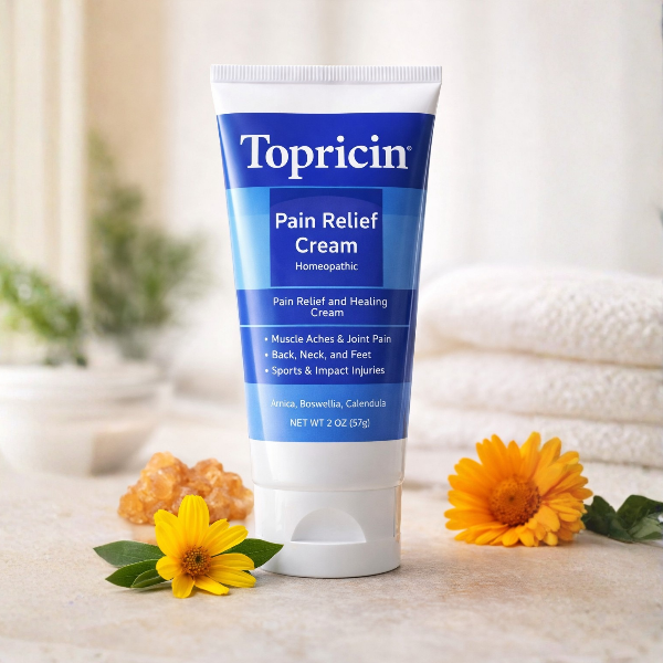 Topricin Pain Relief Cream with Arnica, Boswellia, and Calendula for natural pain relief