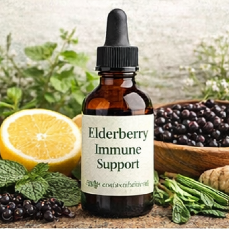 Elderberry supplement with natural plant ingredients 