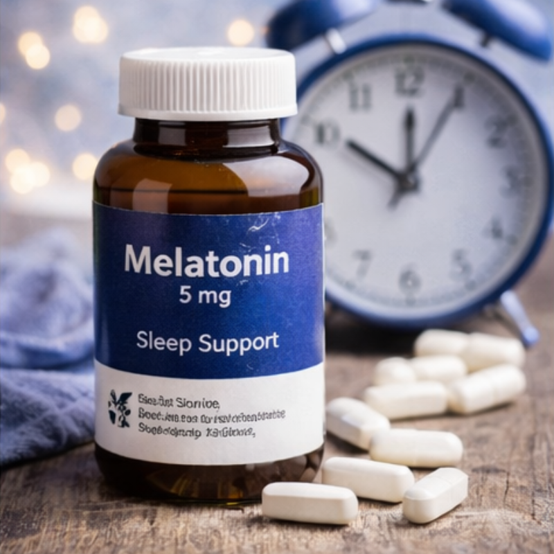 Melatonin supplement used for sleep cycle and nighttime support