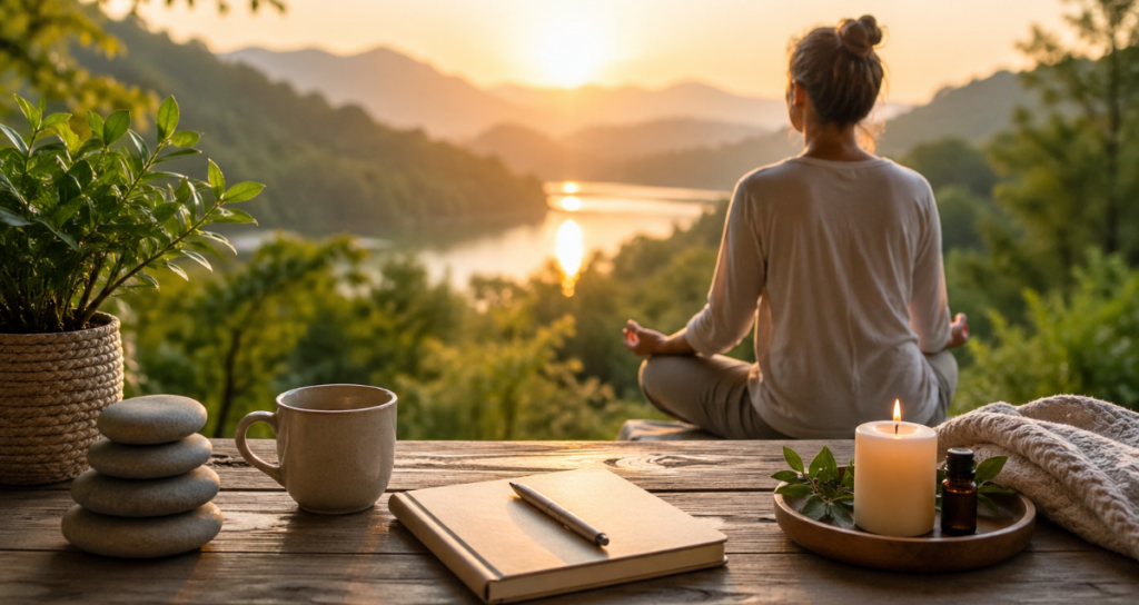Reset nervous system naturally with meditation and calming wellness routine