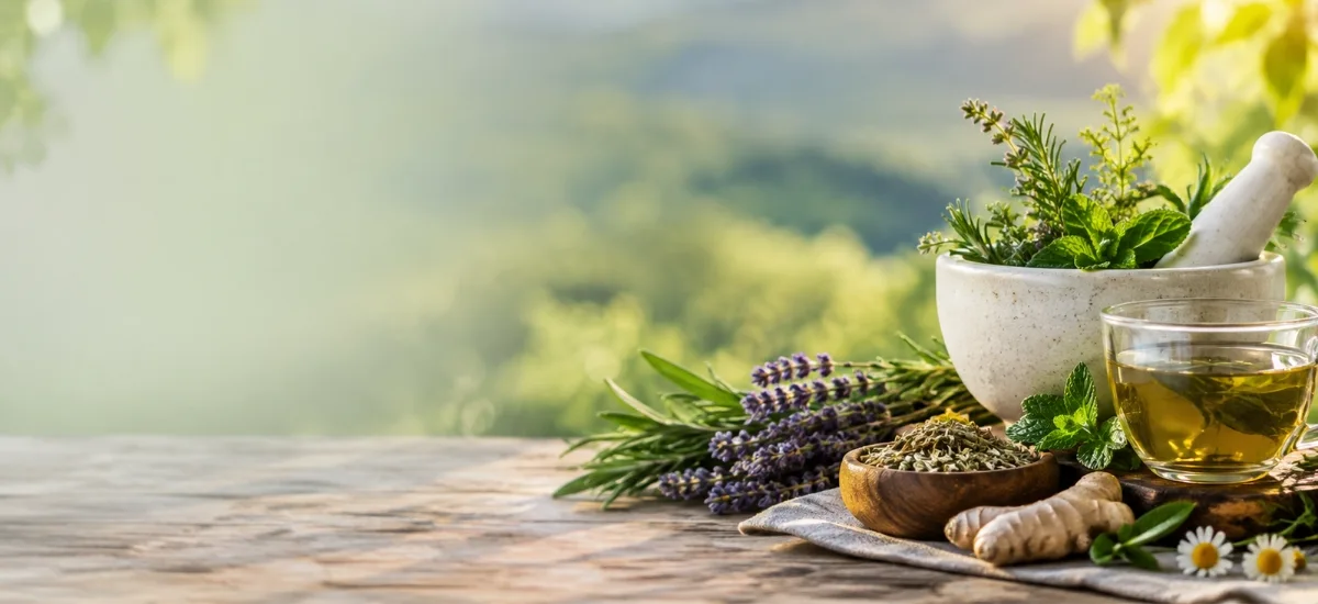 Natural remedies for holistic wellness with herbs and teas used for holistic health and natural healing
